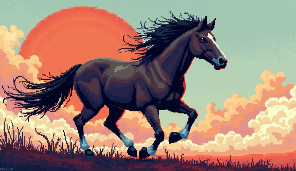 Just a crazy horse in pixel style 



