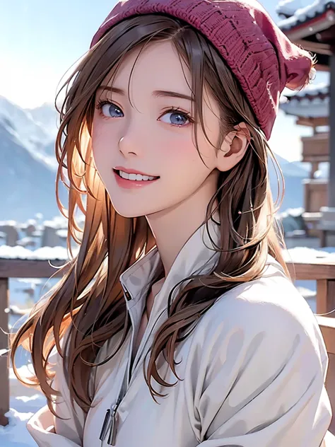 High Resolution, 8k, Highest quality,  exhaustive,  semi-realistic anime, 3D anime style, smooth anime CG, one girl,  20-year-old Japanese woman ,  slim, Modeling,  glossy brown hair,  exhaustiveな顔, Beautiful and  exhaustive, glowing skin, hard focus、FILM ...