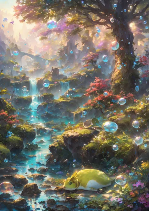 Nature and water at Magic the Gathering,  Creature, ,  Anime Fantasy Illustrations ,  anime fantasy art , Beautiful Fantasy Anime, Bubble