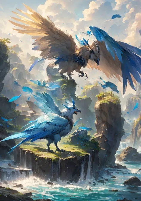 マジック・ザ・ギャザリングのnature and water , nature and water ,  Creature, Gryphon with blue feathers,  Anime Fantasy Illustrations ,  anime fantasy art ,