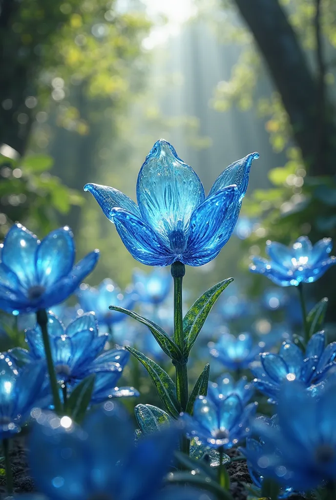 
1 blue glass flower garden