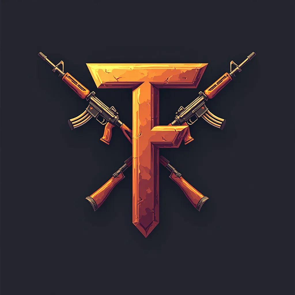 Make a team logo with the letter F with weapons 
