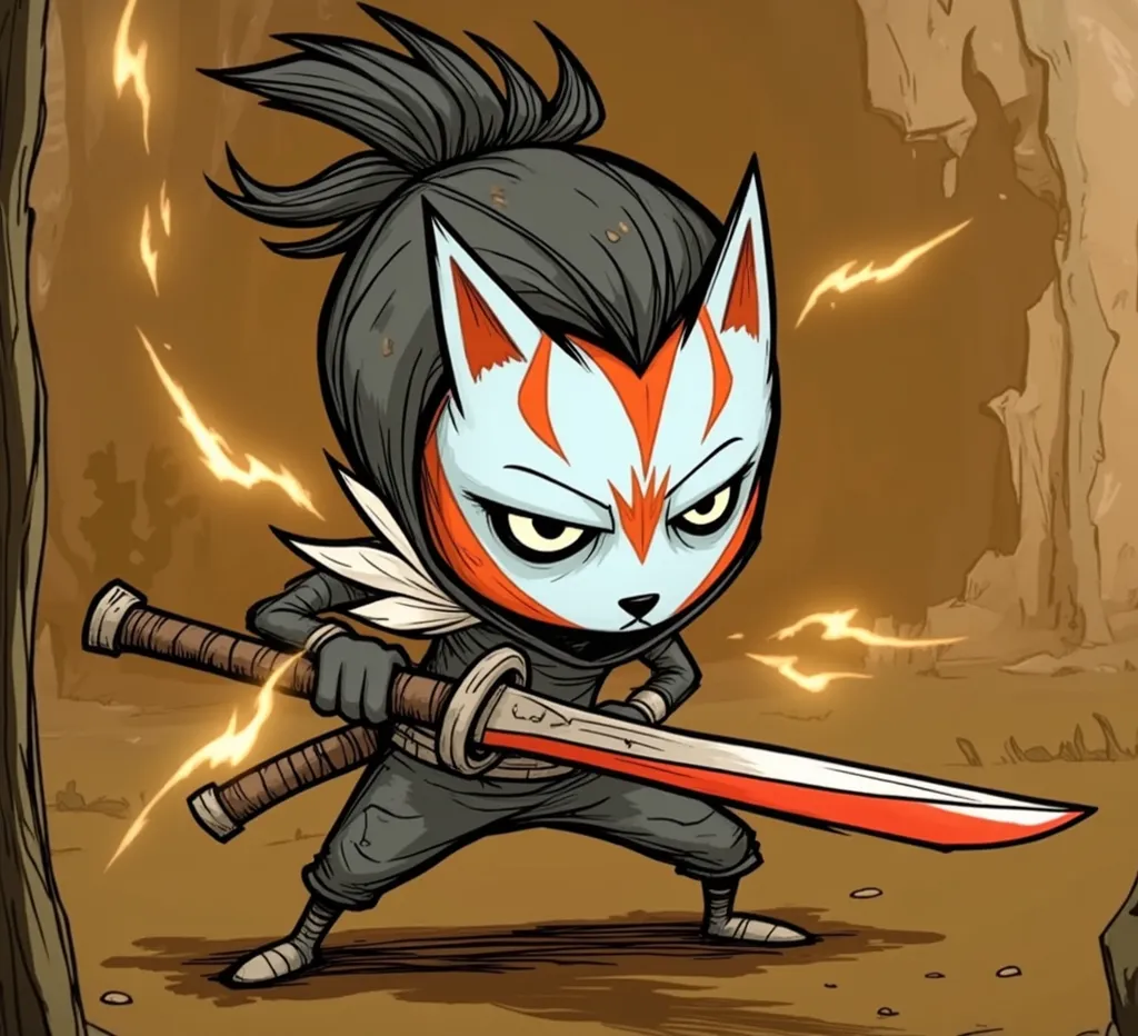 Don't Starve，game， fox mask，Holding a knife，Sword effects，