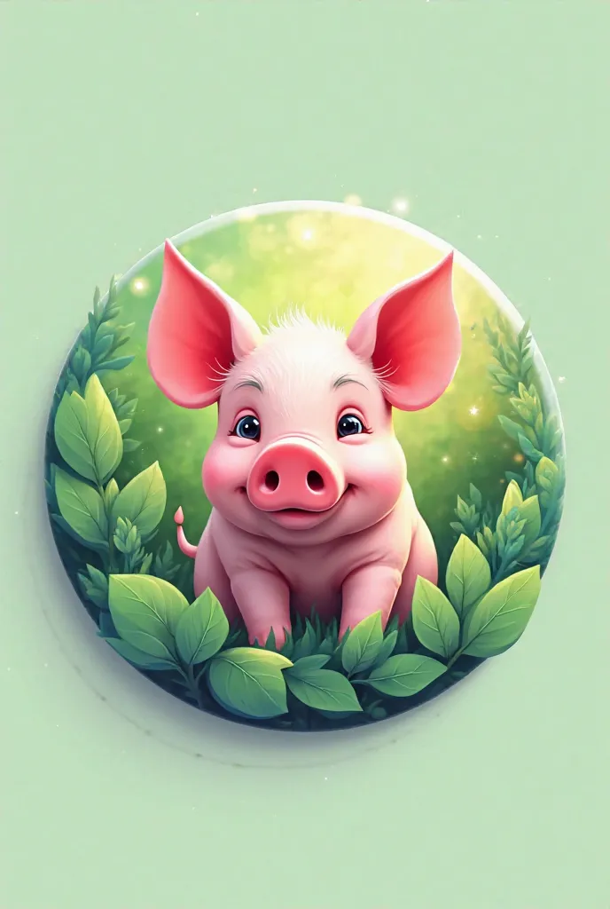 logo 1:1, 2D, color green gradient dark green with light green, circular pig with white border 