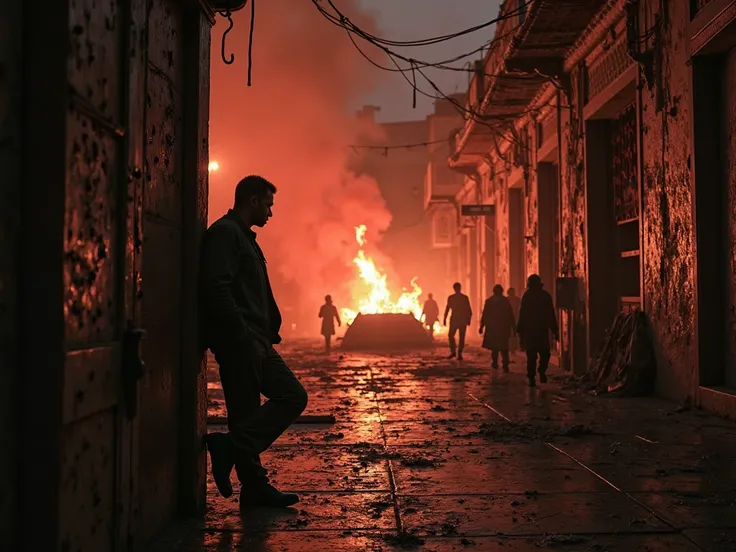 *Scene : "Anger in Marrakech"*  

* the place :* The ancient city, a turbulent night. The wind rises slowly, adding tension fraught with the unknown. In Jemaa El Fna Square, the sounds of chaos are repeated between the narrow alleys.  

* visual descriptio...