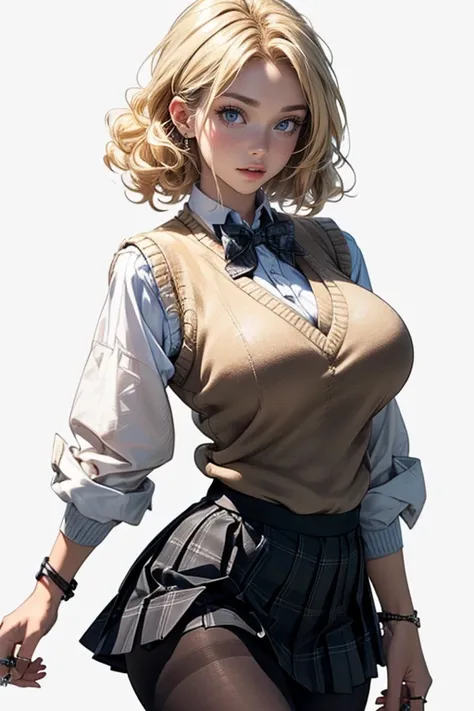 (cowboy shot: 1.5), (white background, simple background: 1.5), (masterpiece:1.5), (big breasts: 1.5), (1 girl: 1.5), young woman, (Beautiful Girl:1.5), (extremely detailed and delicate anime face and eyes:1.5), whole body, (natural light, HDR, extremely d...