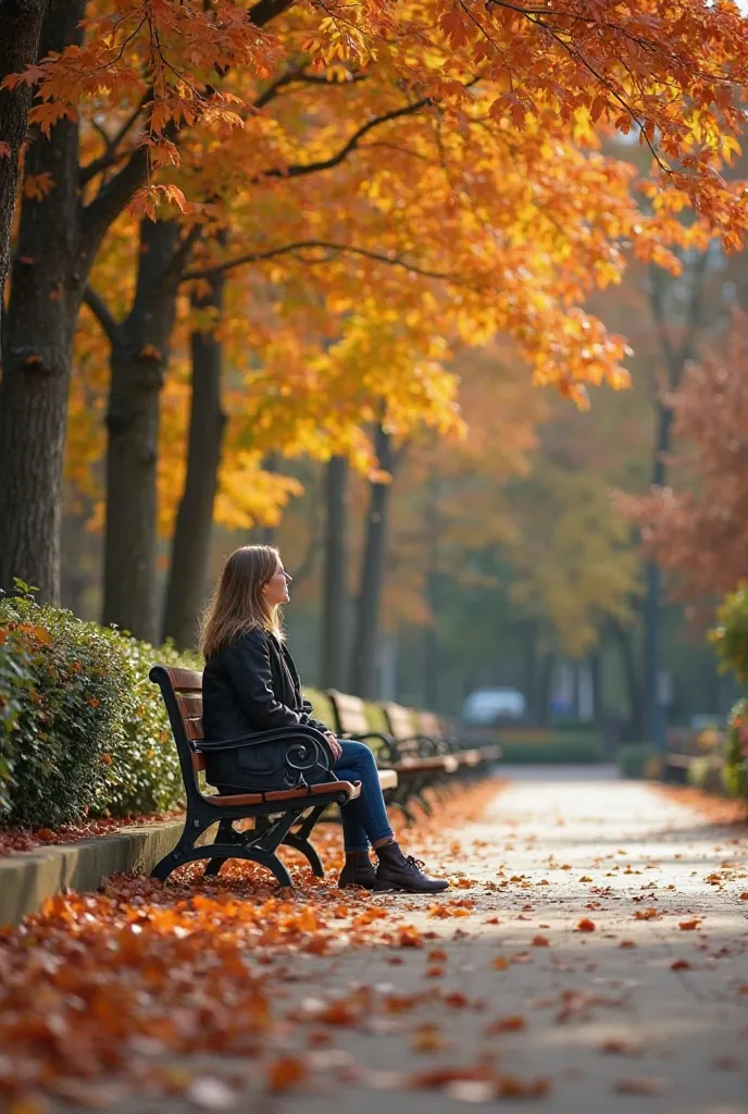 there are few benches lined up along the sidewalk in the park, during autumn, in the autumn, quiet and serene atmosphere, in autumn, beautiful place, beautiful image, autum garden, autumn season, bench, peaceful environment, serene environment, peaceful sc...