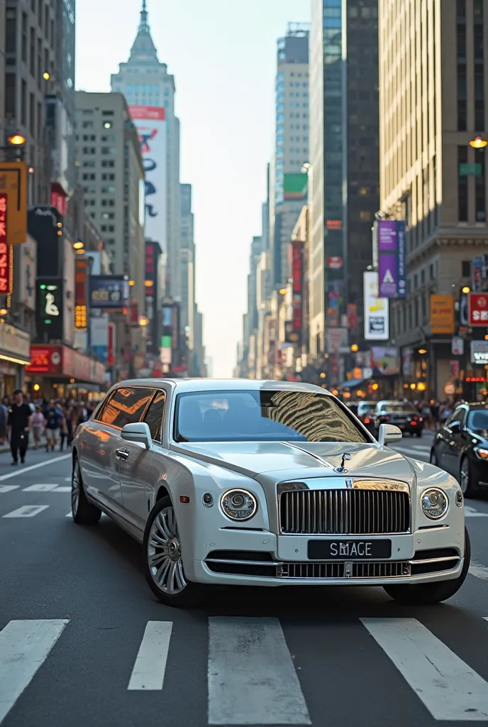 White limousine in a city during the day