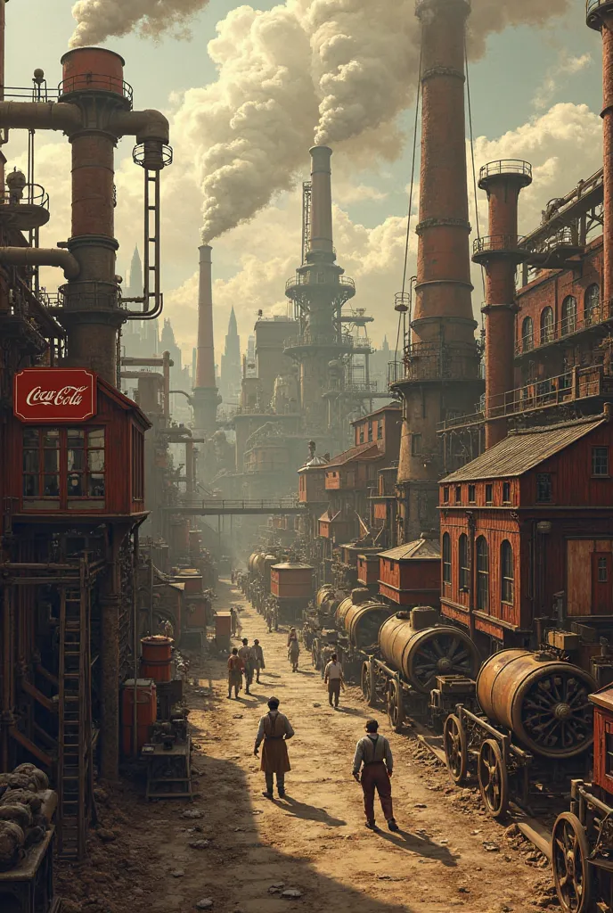 
Create an image of the first industrial revolution in relation to Coca-Coca