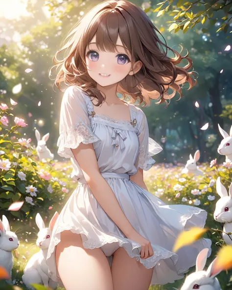 (best quality, masterpiece:1.2), 1girl,ager,cuty face,joyful expression,purple eyes,
twinkle smiling,fleshy hips and thighs,
medium hair, brown hair,(detailed hair:1.2),bangs parted from the left side,soft wavy hair,
BREAK,
Flower Fields: Frame the Scene w...