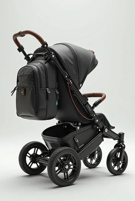 A multi-purpose stroller that can be folded into a backpack, stroller, bike, dirt bike