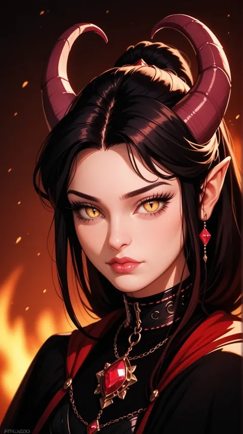  score_9, score_8_ upwards, score_7_ upwards, score_6_ upwards, score_5_ upwards, (((  beautiful , high quality photo))),  portrait, score_9, score_8_ upwards, score_7_ upwards, sadness,  cute face, fire in the eyes, slit p upwardsils,  tiefling, black big...