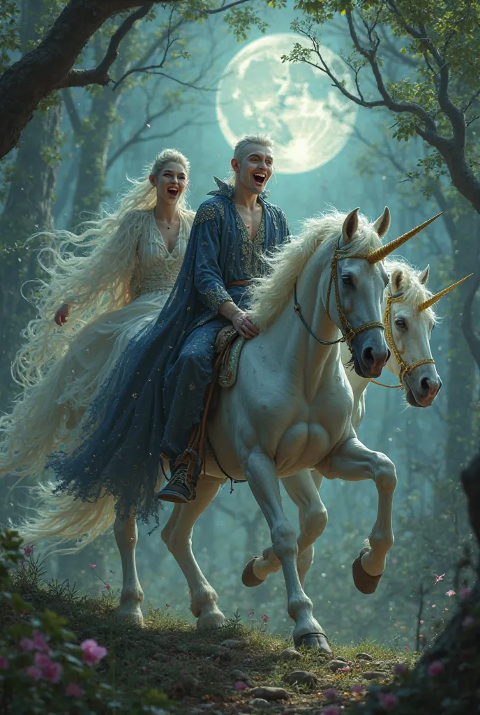 Vampires celebrate the fantasy world on the back of unicorns