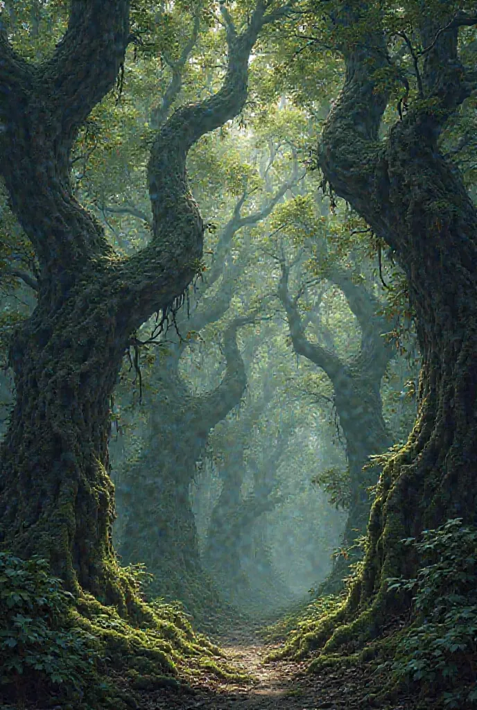 Forest, dark, grown together 