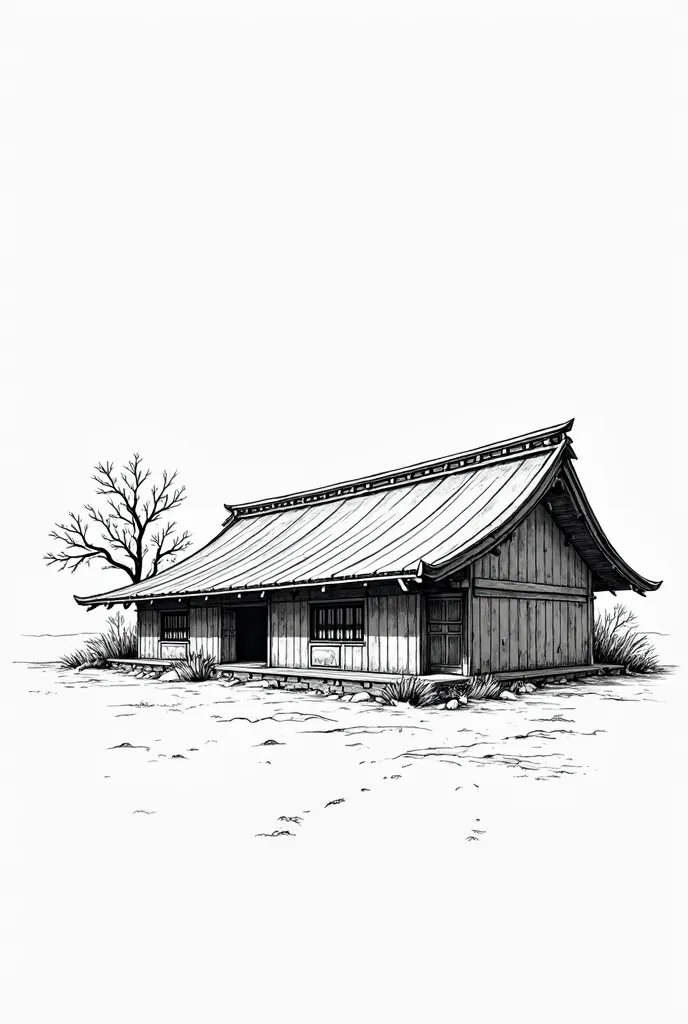 A house drawing black and white sketch