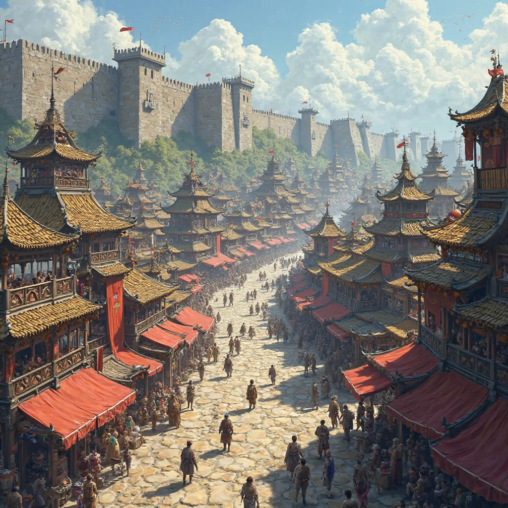 A huge kingdom, With commerce, with walls , Background 2