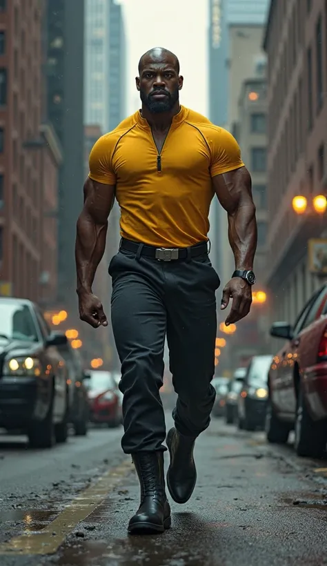 MARVEL's Luke Cage with his costume walking toward the camera