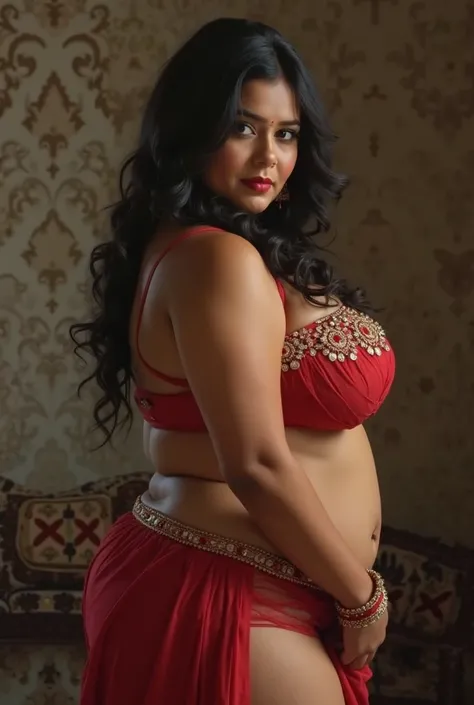 sexy indian bhabhi in revealing cloths, thick and curvy with upskirt showing ass and panty . sexy dusky complexion with innocent face