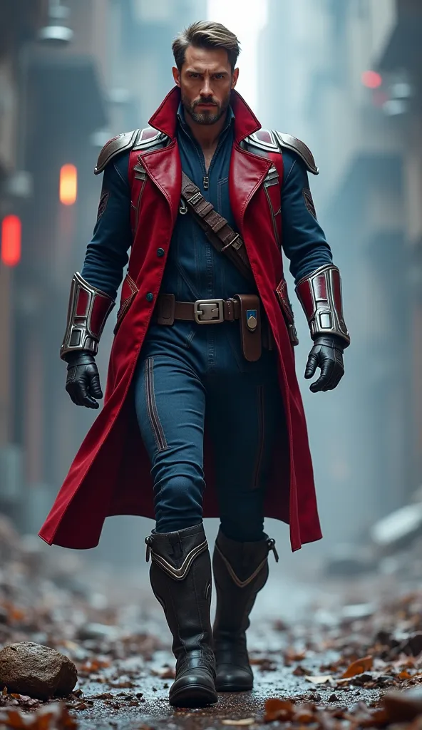 MARVEL Star Lord with his costume walking toward the camera