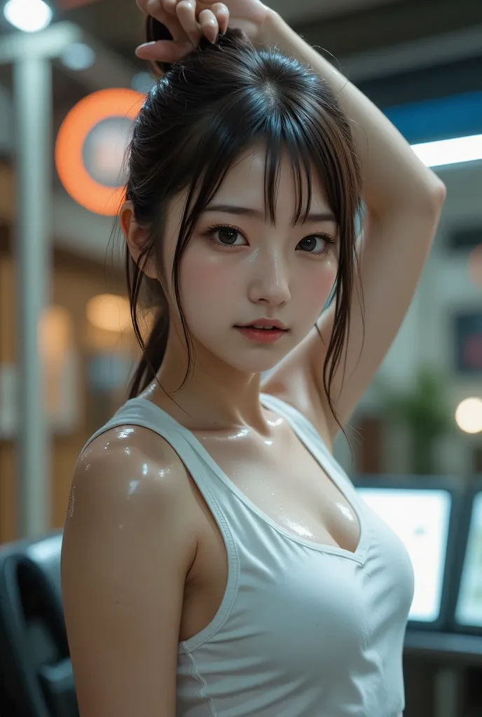 Photorealistic beautiful female student、18-year-old、night view、cyberpunk 、 amazingly beautiful、Extremely high quality clarity、beautiful body、(highest quality、8k、32K、masterpiece、nffsw:1.3)、ultra high resolution,(Photoreal:1.4),RAW photo, detailed face,,beau...