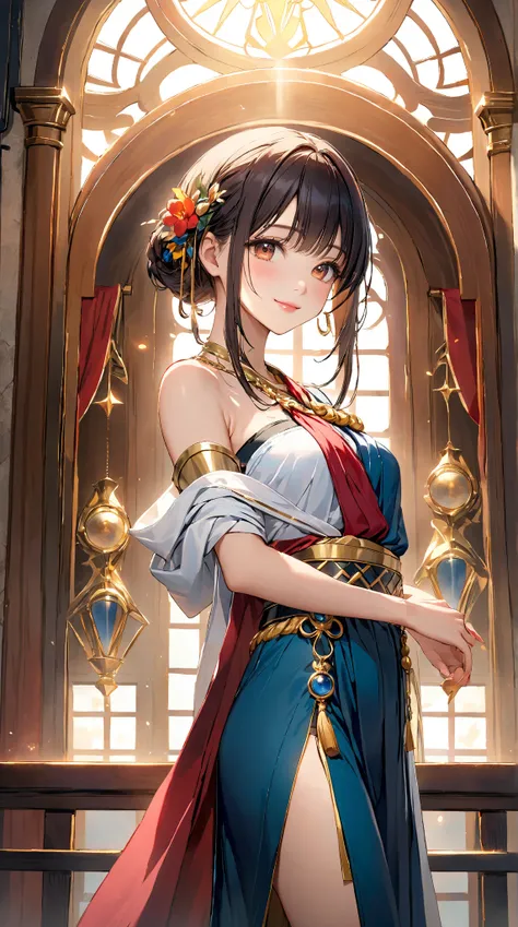 Portrait in the center of the picture really well located in the center of the picture，( toga:1.4)，Take the light of the face as the center of the screen，Lien Hai，（Smile:1.1），((  white indoor  )), Young and cute Japanese faces， Official Art， HD CG Unity 【8...