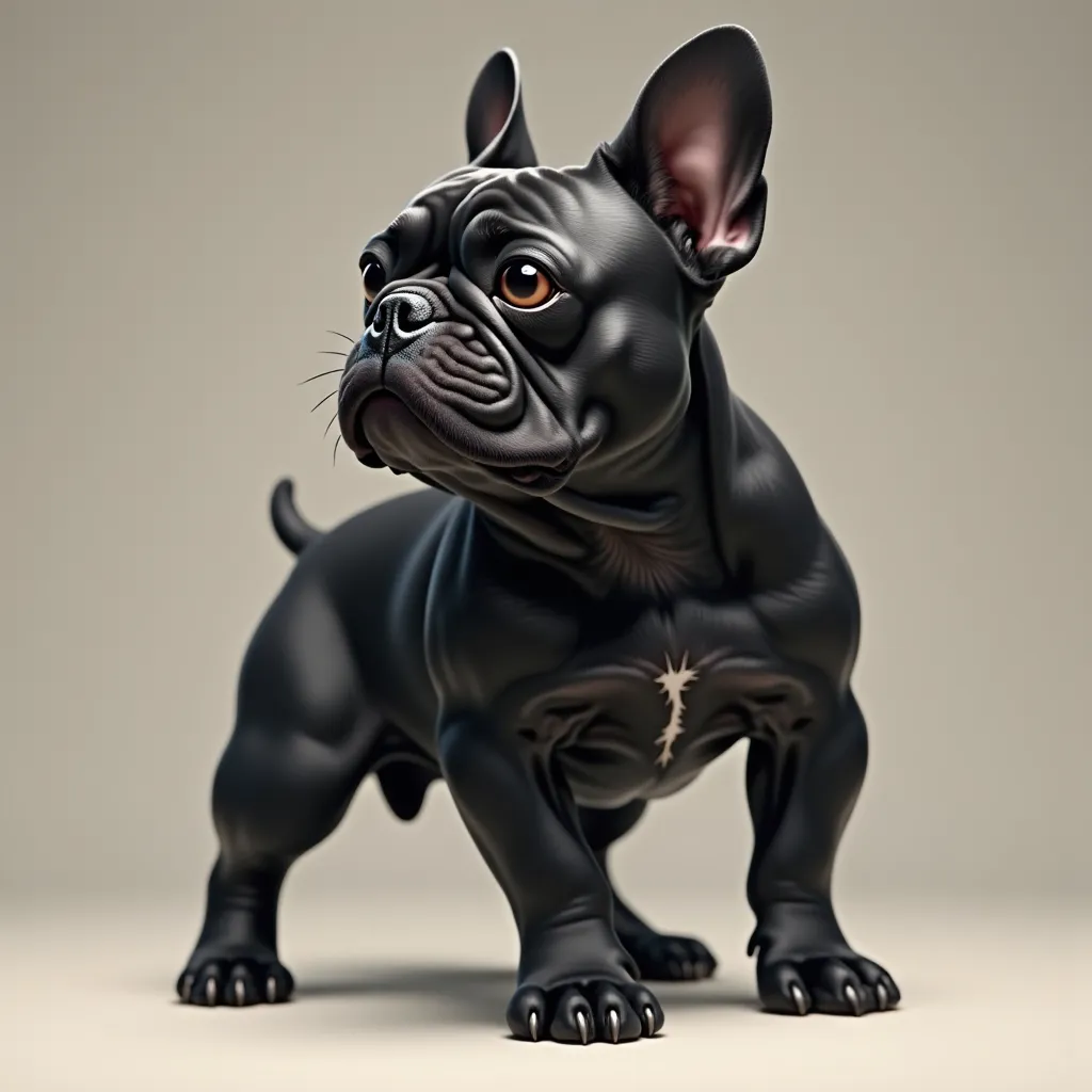 Black French Bulldog pointing