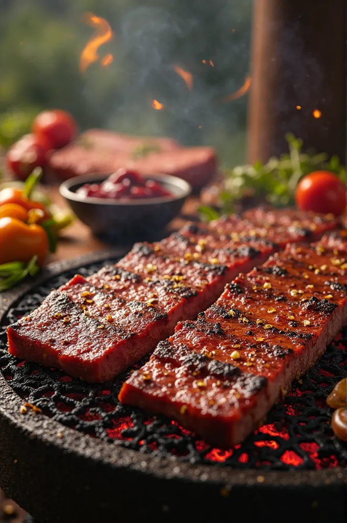 Roasted beef rib strips in Paraguay 