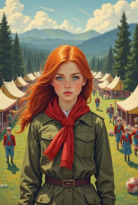 Redhead Pioneer Girl. Located in the Soviet Pioneer Camp.