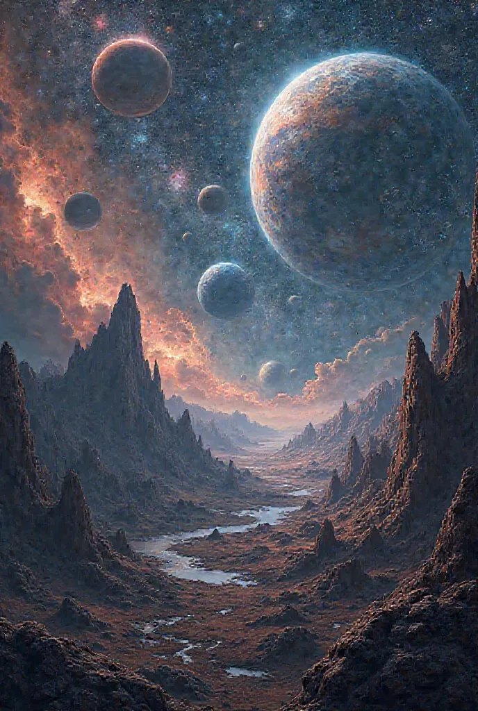 Magnificent universe, many planets, sci-fi