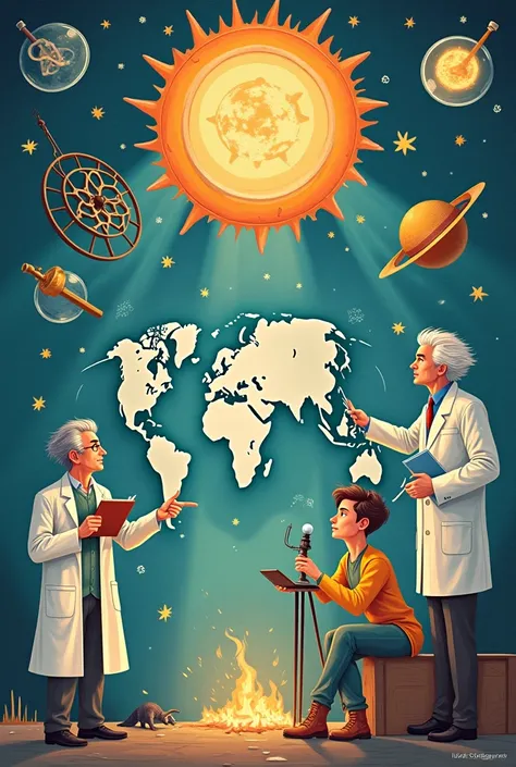 . “Scientific Marvels That Changed the World”

Divide the poster into different eras (Ancient, Middle Ages, Modern Science).

Show inventions like the wheel, electricity, the internet, and AI.

Include fun caricatures of famous scientists like Einstein, Ma...