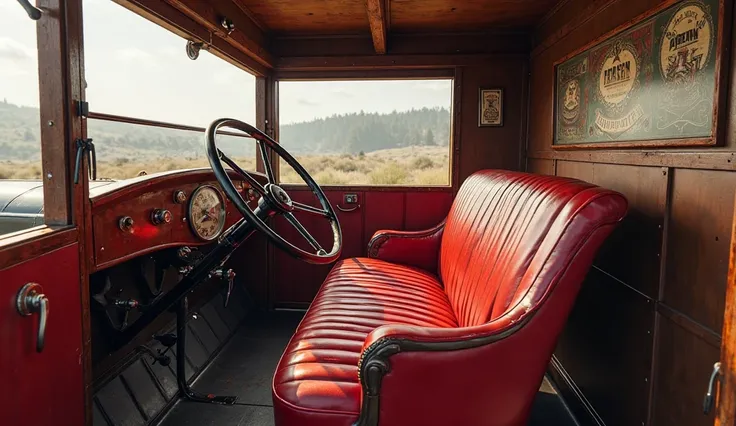 Generate a high-resolution, fully realistic interior design  images of a ( 1908 Ford Model T ) 