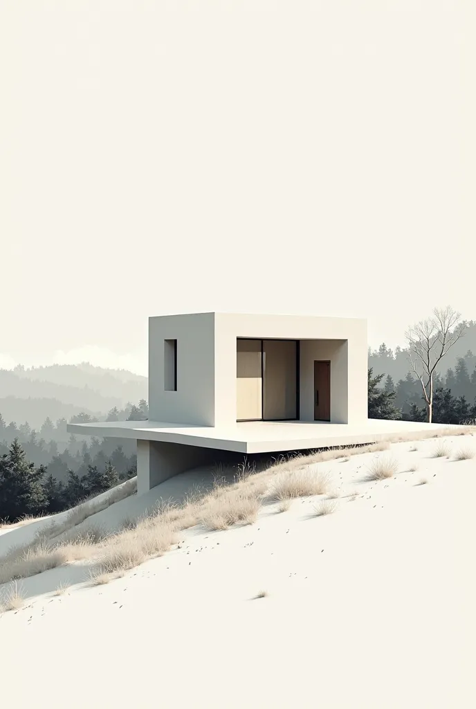 a square-shaped house that has linear and clean subtractions