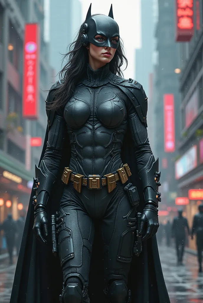 Une femme batman avec un costume pleines de fonctions mais dans un style tactique 2025 