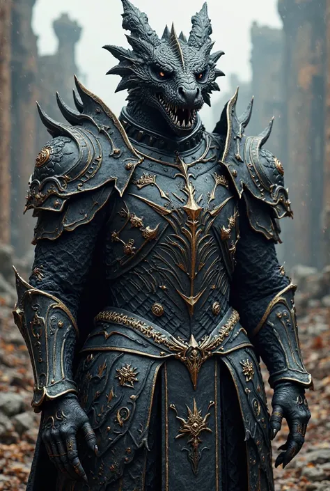 Armor with a black dragon motif