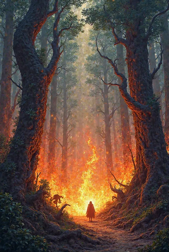 Illustration forest and fire