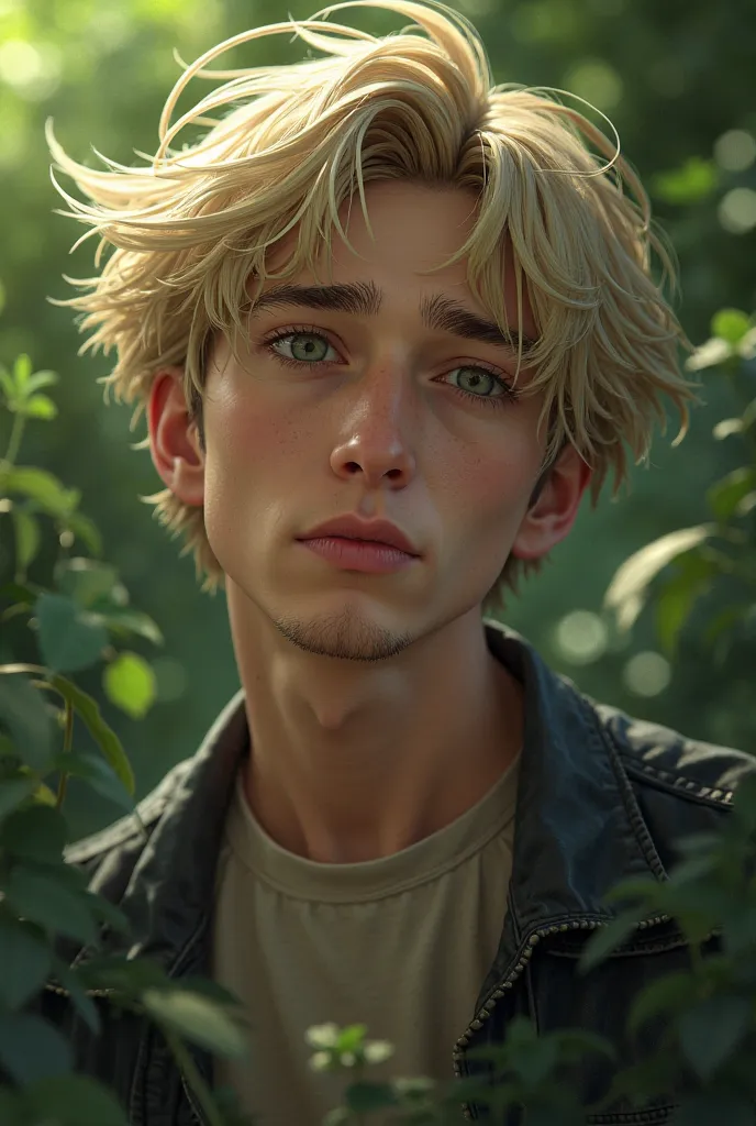 a fairly tall 17-year-old boy, ash blond hair with the tuft forward, Of what are the dark greens