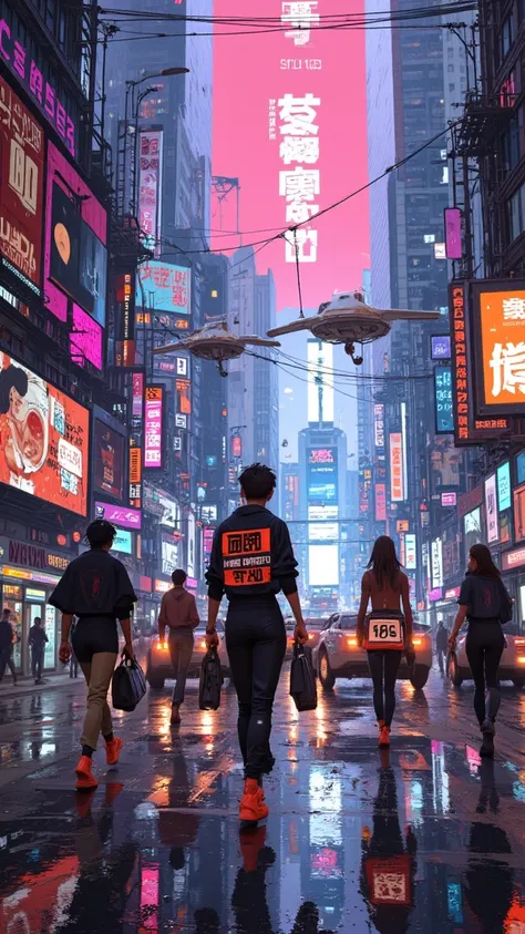 Cyber City Never Sleeps, street fashion,  street art, Private Hover Cars Are Traffic Jams on Empty Roads, Mysterious Hacker Group Nemesis, Huge LCD Monitor