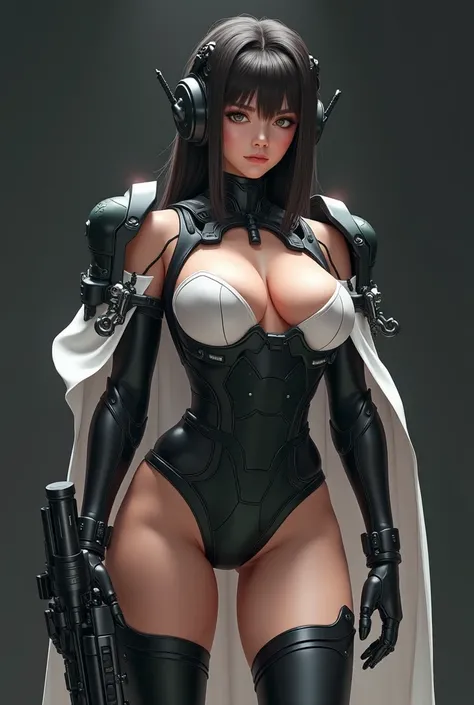 A girl in a Gundam robot suit is posing for a photo,  Cyberpunk Art Inspired by Marek Okon, cgsociety contest winner , Neo-Dada, cute cyborg girl,  BEAUTIFUL WHITE WOMAN CYBORG ,   gun、Perfect android girl , Beautiful girl cyborg,  パーフェクcyborg girl, cyborg...