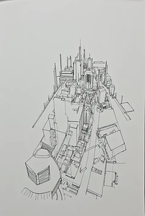 Create a sketch of the top view of the image 