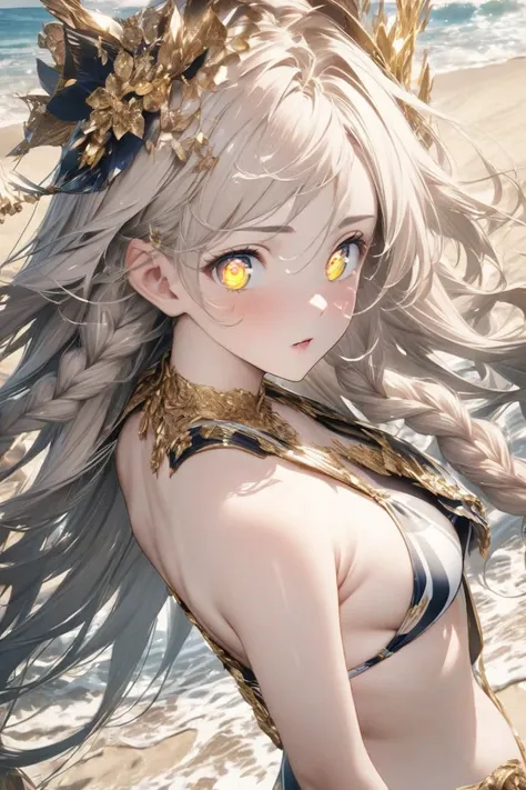 Anime-style, swimsuit-clad, Gravure photoshoot on the beach
High resolution, accurate, has won numerous awards, HD model, 高quality, 、 , textured skin, anatomically correct, Details, 高いDetails, quality, very detailed, ultra high definition,  Gold, very long...