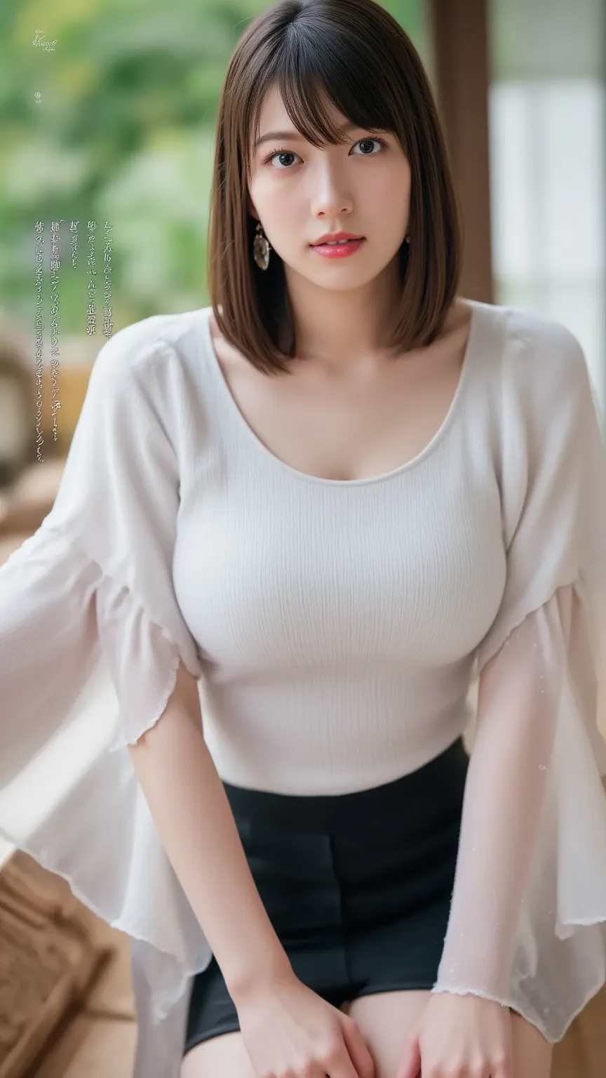   Top Quality,Photogenic Clarity,8K ultra-high resolution, best image quality 、masterpiece,   very detailed about the trend  , Detailed clothing features ,   high resolution models ,  Woman sitting in president chair in office, sexy woman with good style ,...