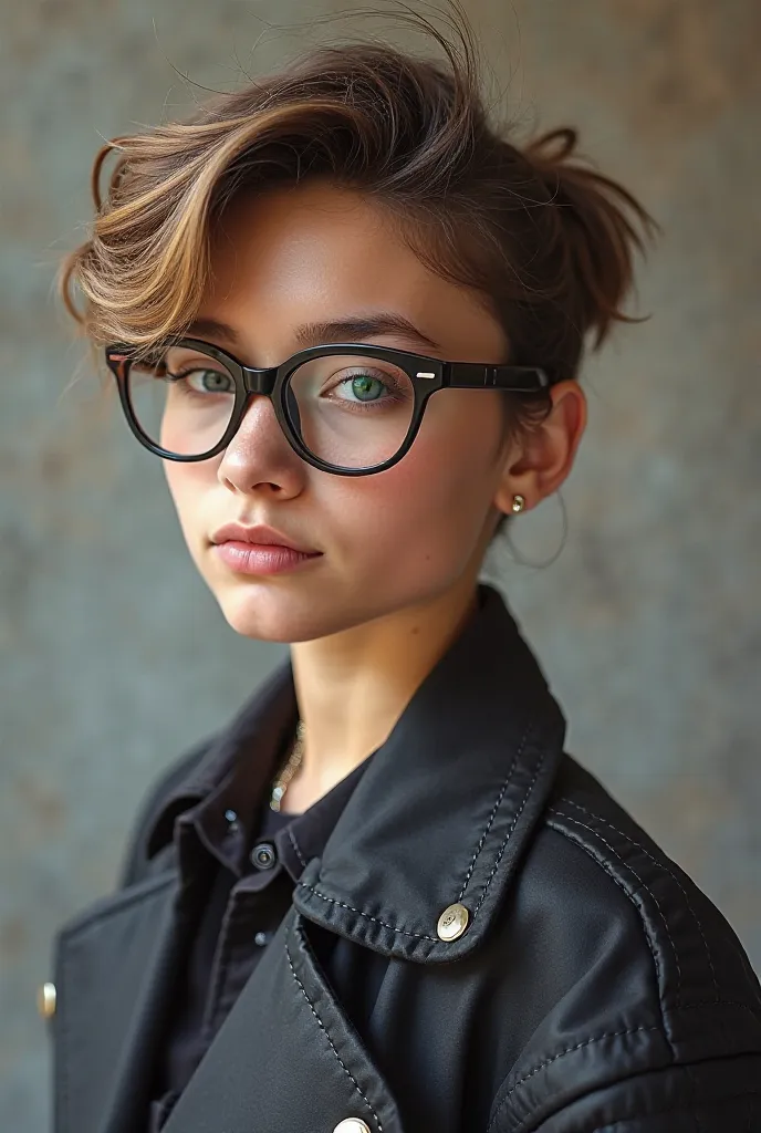 A young Colorado ager modeling modern clothing and eyeglasses.