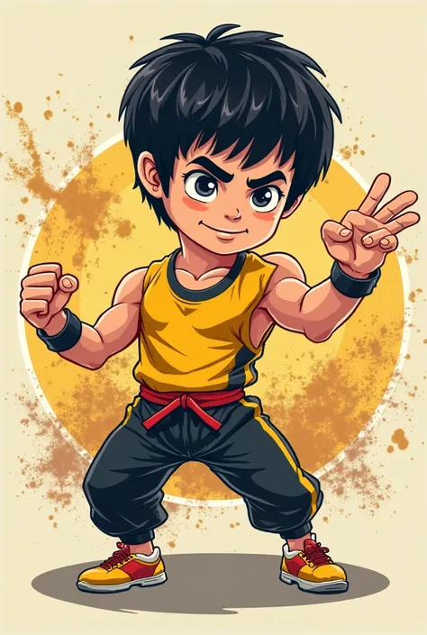 Bruce lee Illustration design like cartoon boy print for T-shirt design 