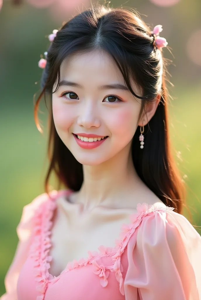 24 year old Chinese girl in pink girl dress