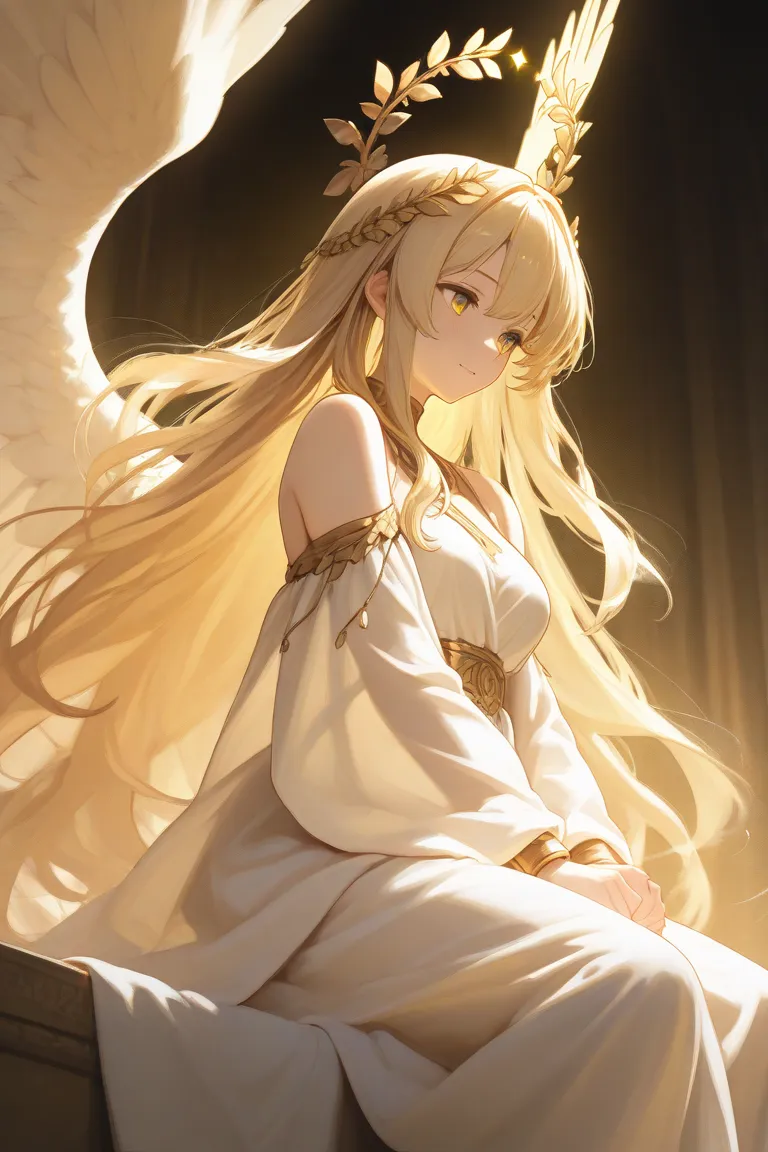 Blonde girl, angel, decorated hair