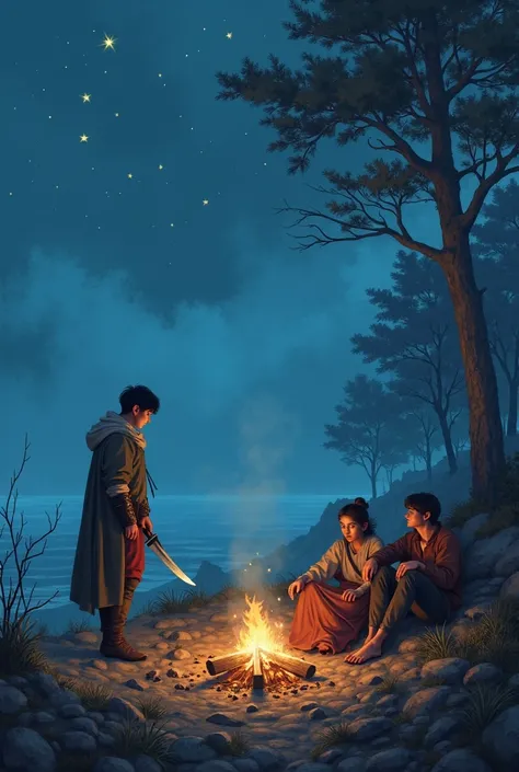 When the night fell on quiet wings and the stars began to twinkle high above his head, the camp was covered in a light fog, hiding the sounds around. Pasha slowly threw branches into the fire. Tired from adventures and emotions, the lovers gradually fell o...