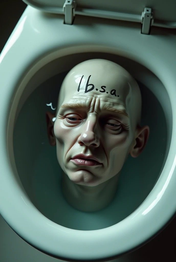 Make a head that comes out of a toilet and written on the back :"1B s.a.