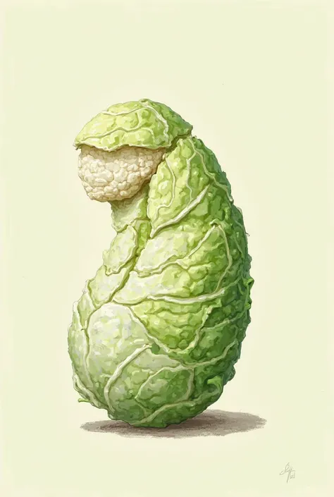 Male penis-shaped diced cabbage