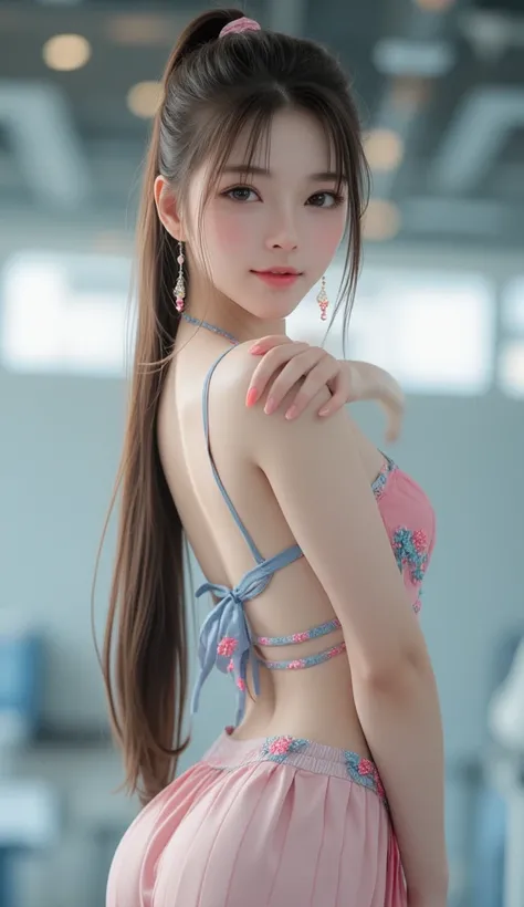 (  Super Cute Young Face  :1.1),(  Sparkling Clear Glamorous Eyes  :1.1), (Japanese idol's face :1.1),Super real,Surreal,  Very Beautiful Cute Girl  ,(Baby Face:1.2),(18 years old:1.2),, fine, smooth and soft long brownish yellow straight hair, fair skin,(...