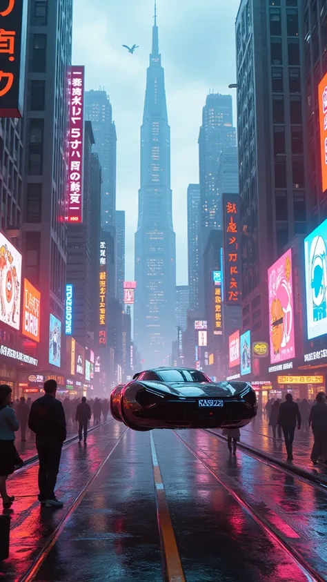 Cyber City Never Sleeps, street fashion,  street art, Car type hovercar